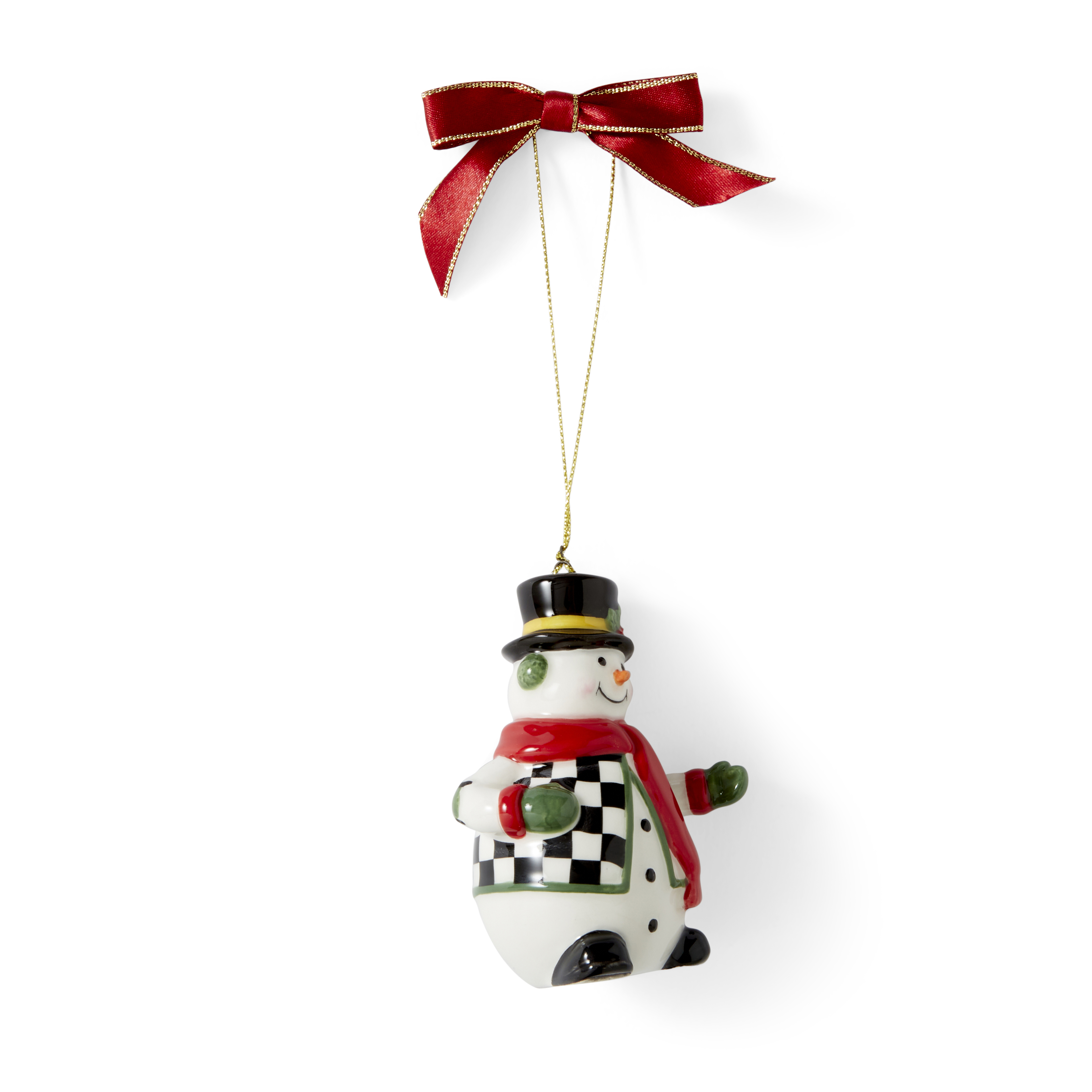 Christmas Tree Black and White Snowman Ornament image number null